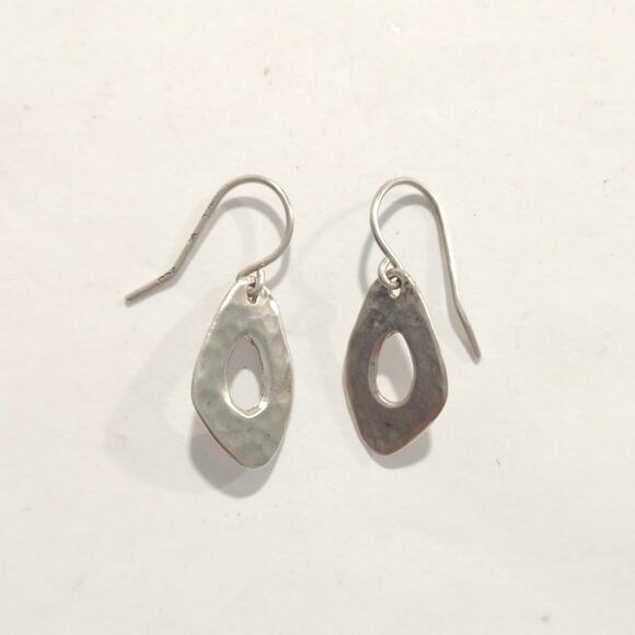 Israel 925 Sterling Silver Brutalist Dangle Drop Earrings Hook Signed Lot - Picture 6 of 9